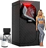 Portable Infrared Steam Sauna with 660nm Red Light Therapy & 850nm Infrared Light Device, 3L 1300W Steamer, Folding Chair, Personal Sauna Box Sauna Tent Home Sauna