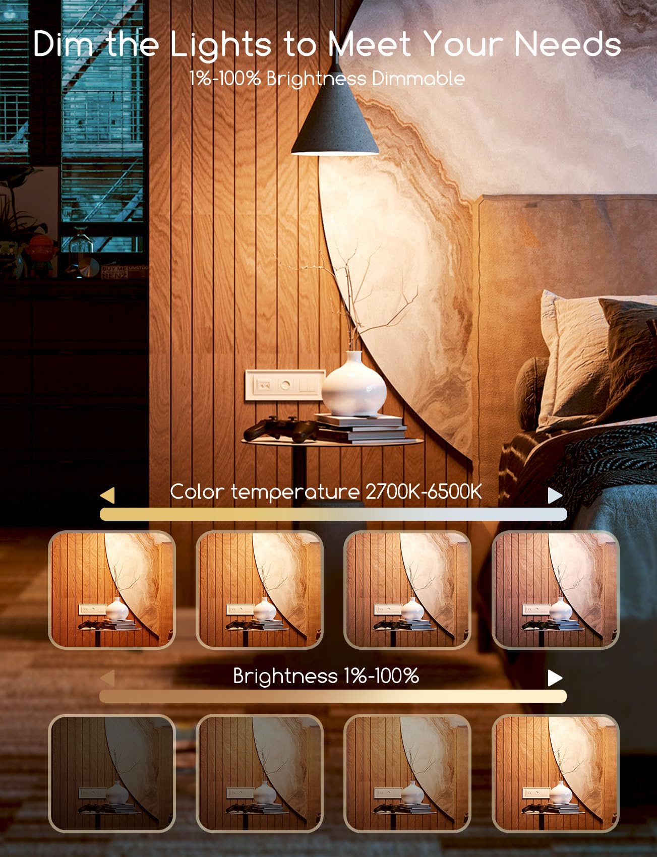 Aigostar Alexa Glühbirne E27 Edison Vintage Glühbirne 6W Retroglühbirnen LED A60 Smart Lampe Wlan Dimmbar 2700K-6500K, App Steuern Kompatibel mit Alexa und Google Assistant. Bernstein 6 Stücke