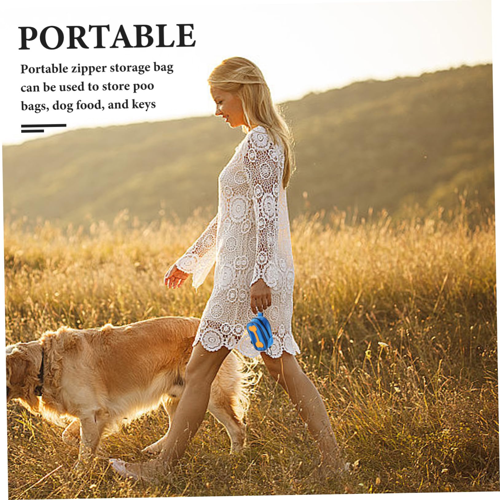 Toyvian 8 rouleaux Distributeur Portable de Sacs à Déjections Canines avec Zippé Oxford de pour Promenade et Accessoires Chien
