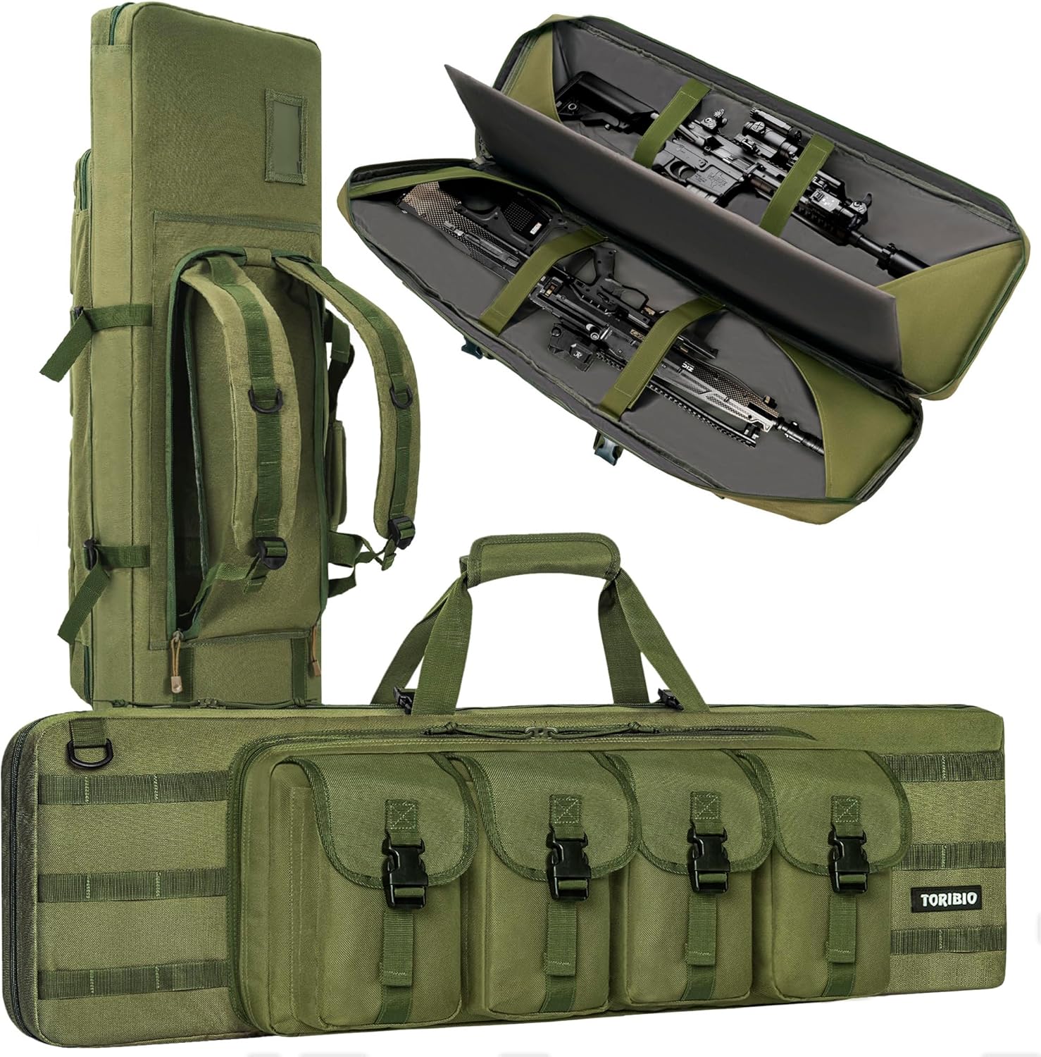 TORIBIO Double Rifle Case Soft Bag 34" 36" 42" 46" 48'' 51 55 Gun Case Tactical for Rifle Pistol Firearm Storage, Transportation and Hunting Shooting Range, Rifle Backpack
