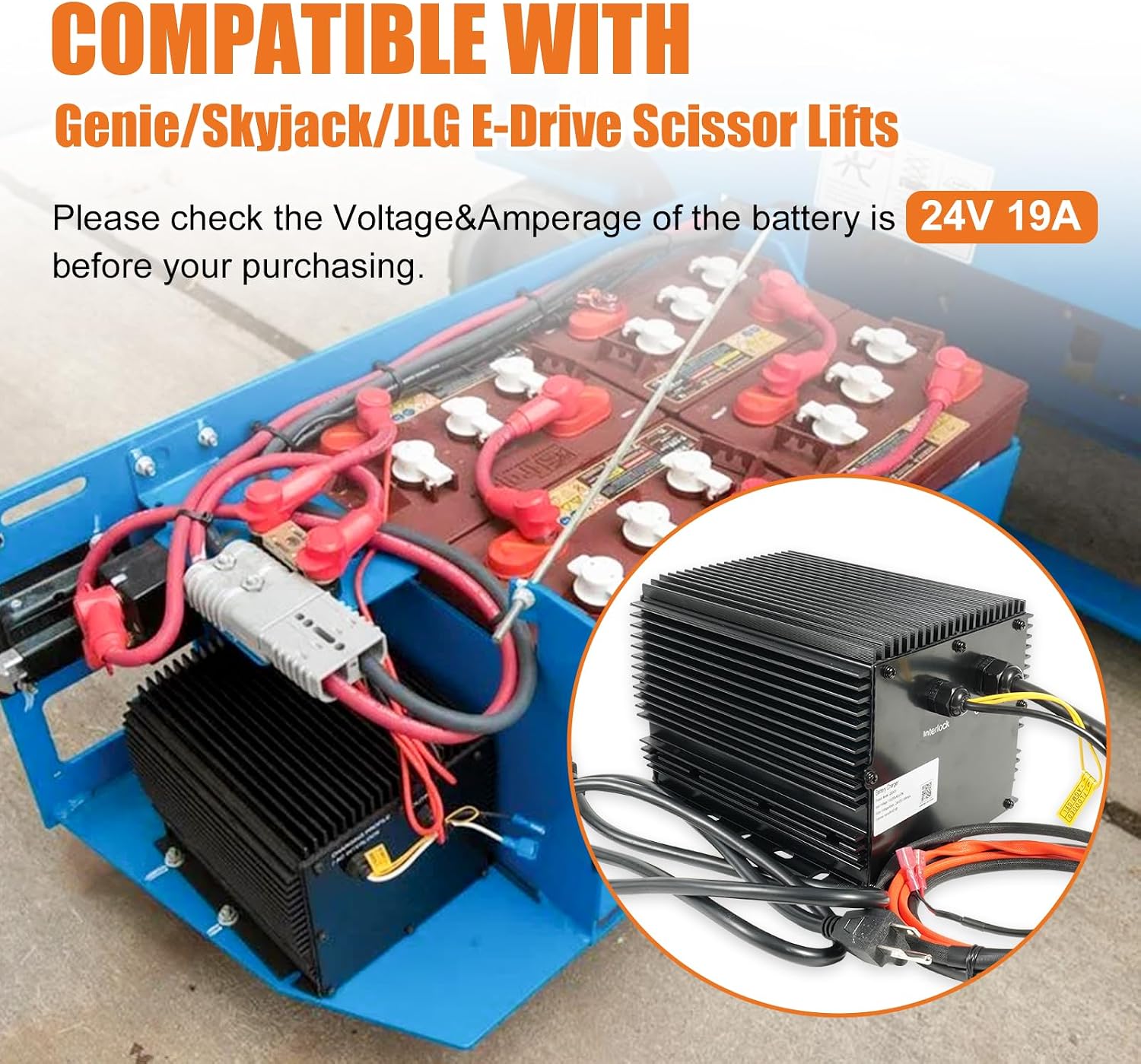 HB600-24B Battery Charger 24V 19A For Genie Scissor Lifts Replace