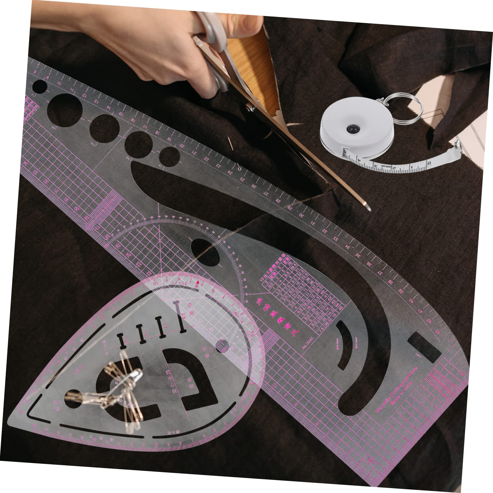 Regla de Costura Profesional 1 Juego de Sastre para Patronaje | Curva Francesa, Trazado y Dibujo de Patrones, Pvc Abs Acero, Herramientas de Medición