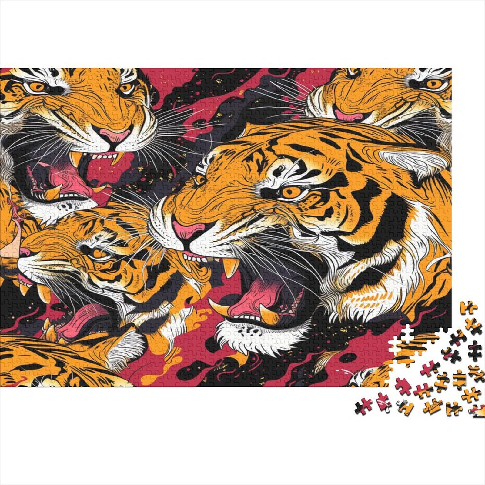 Tiger Puzzles, Puzzle 1000 elementów, Puzzle dla dorosłych, kolekcja wyzwań, niemożliwe puzzle, wysokiej jakości nadruk 1000 sztuk (75 x 50 cm)