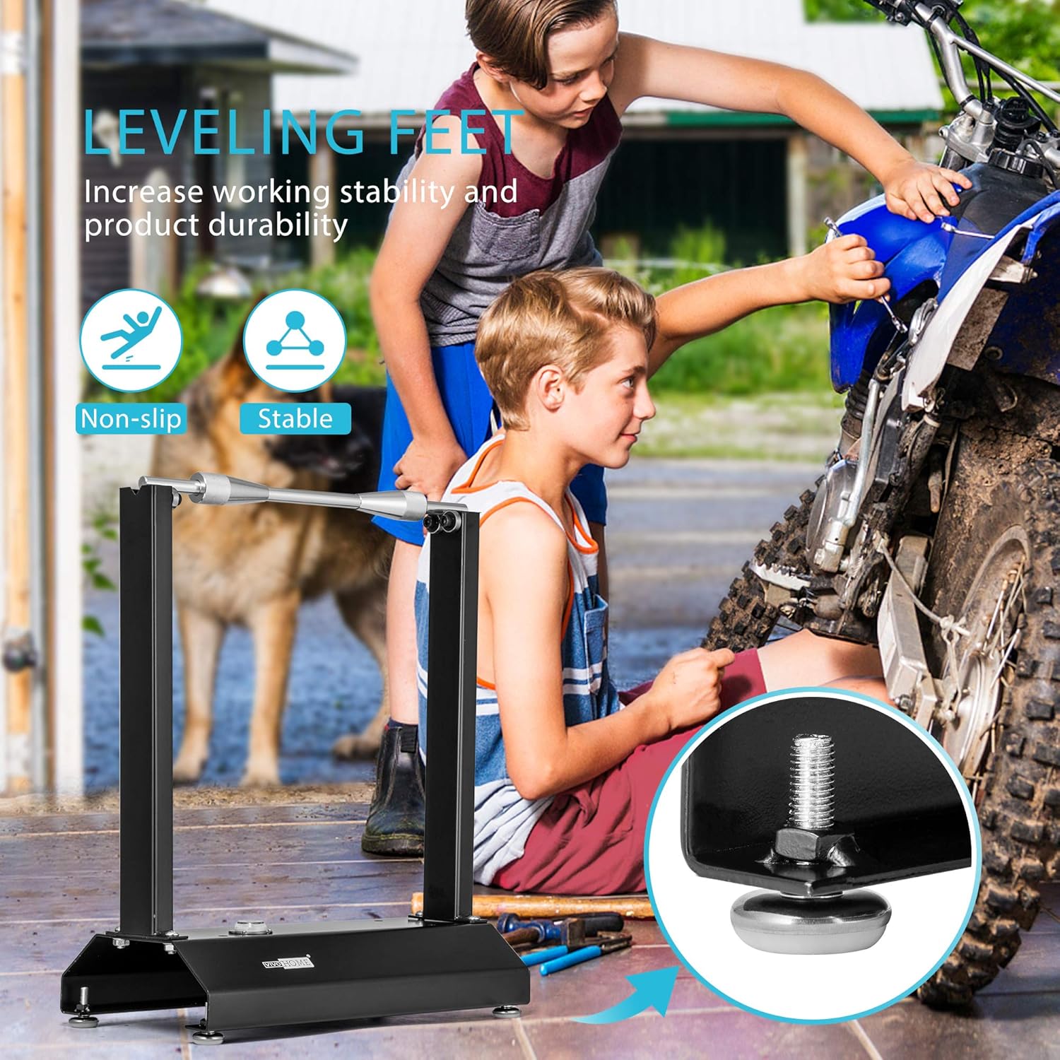 VIVOHOME 110V 1320 Lbs Lift Electric Hoist, Electric Winch, Garage Ceiling Crane Overhead, Zinc-Plated Steel Wire Hoist with Motorcycle Bike Wheel Balancer, Rim Tire Balancing Spin Static Truing Stand