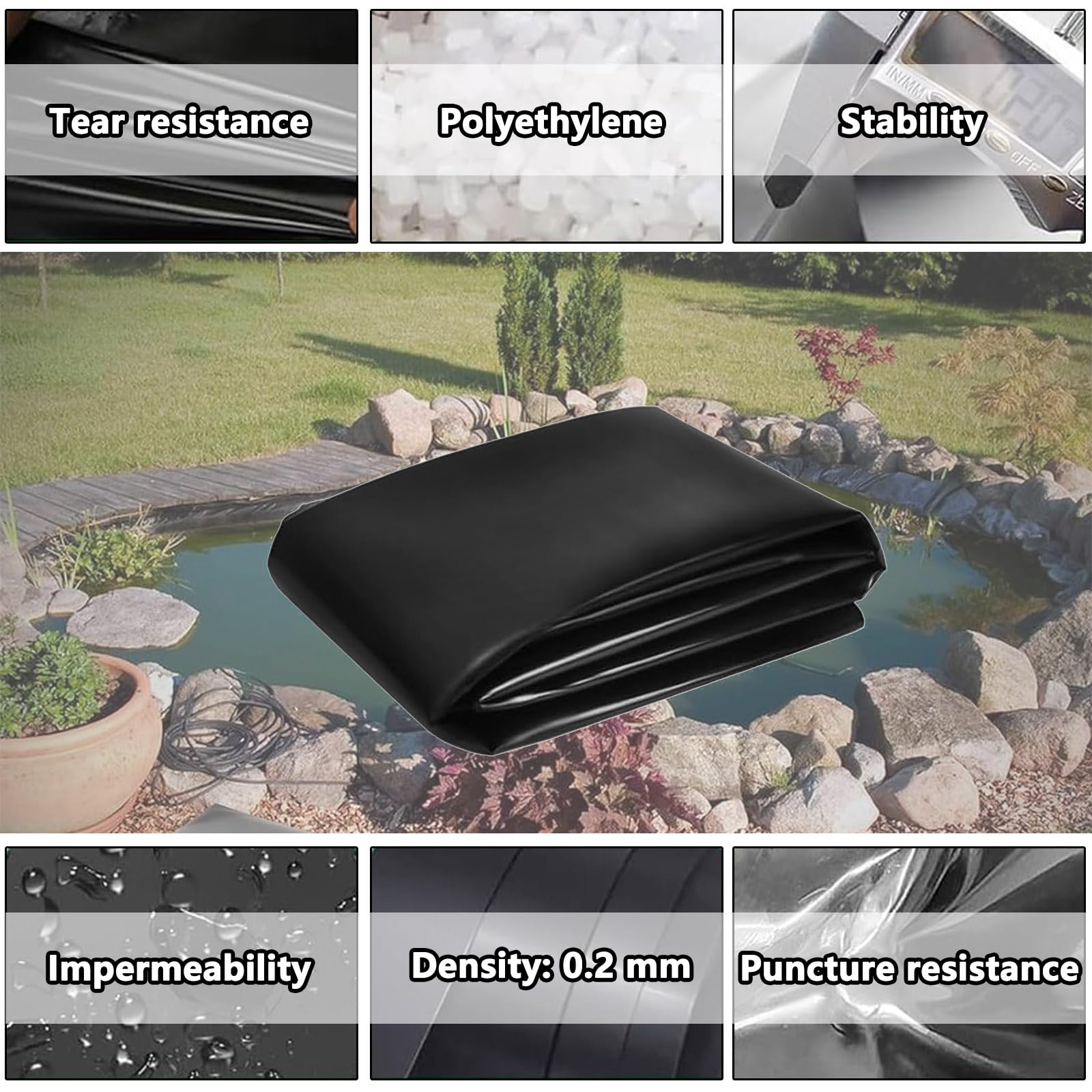 Telone resistente per piscine e giardini, rivestimento in PVC, 9 x 12,5 m, impermeabile, per fontane, torrenti e cascate, copertura esterna