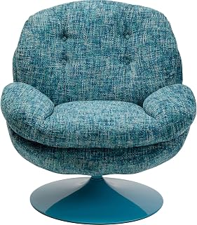 Kare Design Drehsessel Cosy, Blau, 84x81x83 cm, Sitzhöhe 46 cm, Drehbar 360°, Retro, Sessel, Sitzmöbel, Wohnzimmer