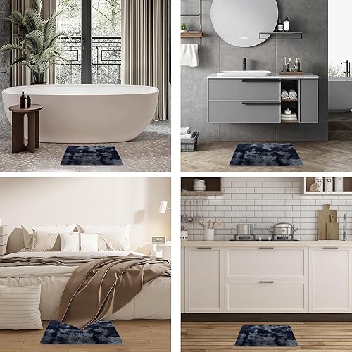 Miniatura 5 de ConCus-T Alfombra de baño gris de pelo sintético, alfombra de baño lanuda suave antideslizante para dormitorio, baño, cama de cachorro, teñido