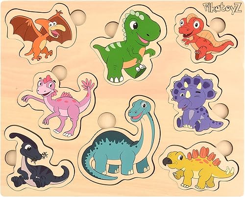 Miniatura 9 de Rompecabezas para niños de 1 a 3 años. Juguetes Montessori ideales para regalos. Rompecabezas de madera de dinosaurios para niños. Juguetes de