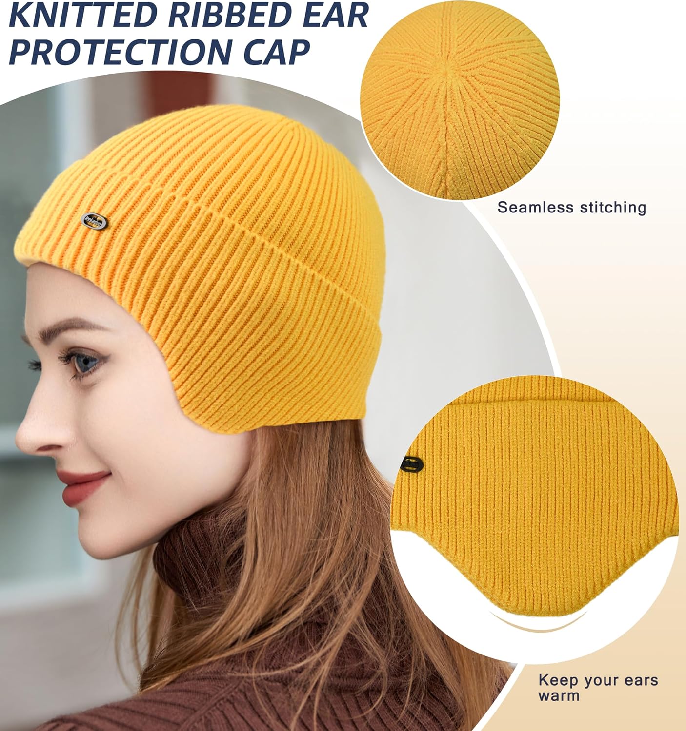 HiRui Knit Beanie Hats Winter Hats Ear Covers for Men Women-Warm Daily Headwear - Image 3