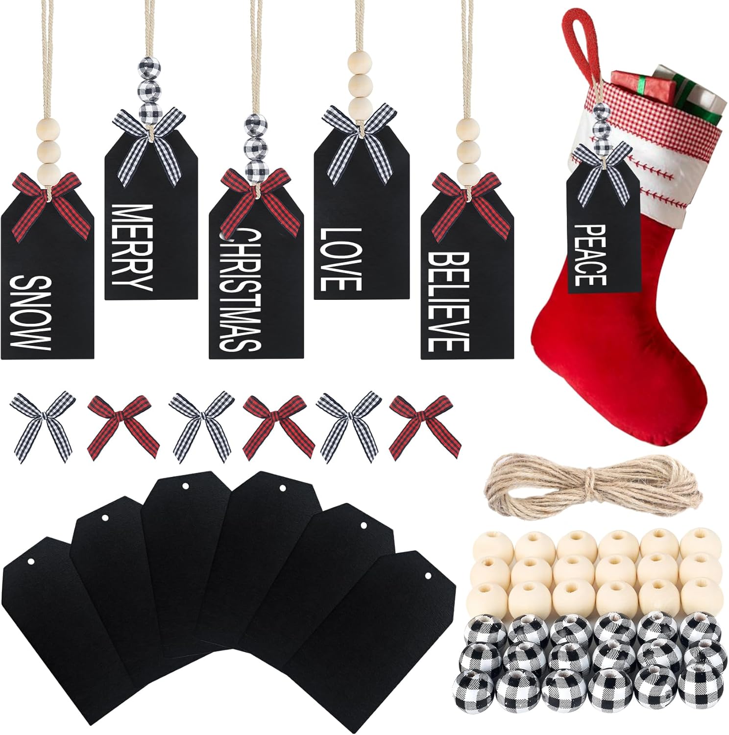 12 Set Christmas Stocking Name Tags, DIY Wooden Christmas