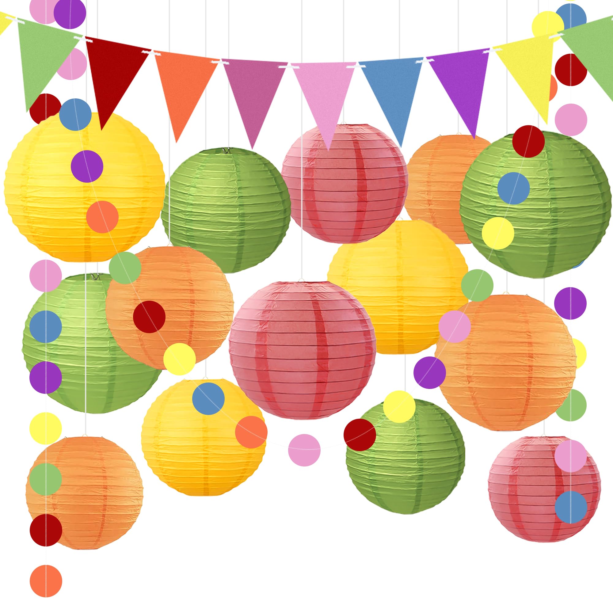 Lanterne Di Carta A Forma Di Fragola - Set 3 Pezzi Decorazione Festa