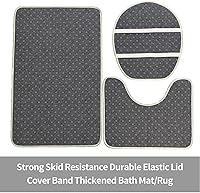 Vista 5 de Tapete de baño de 3 piezas de otoño con diseño de calabaza, color azul y verde, hojas de arce, cosecha, decoración de Acción de Gracias, juego