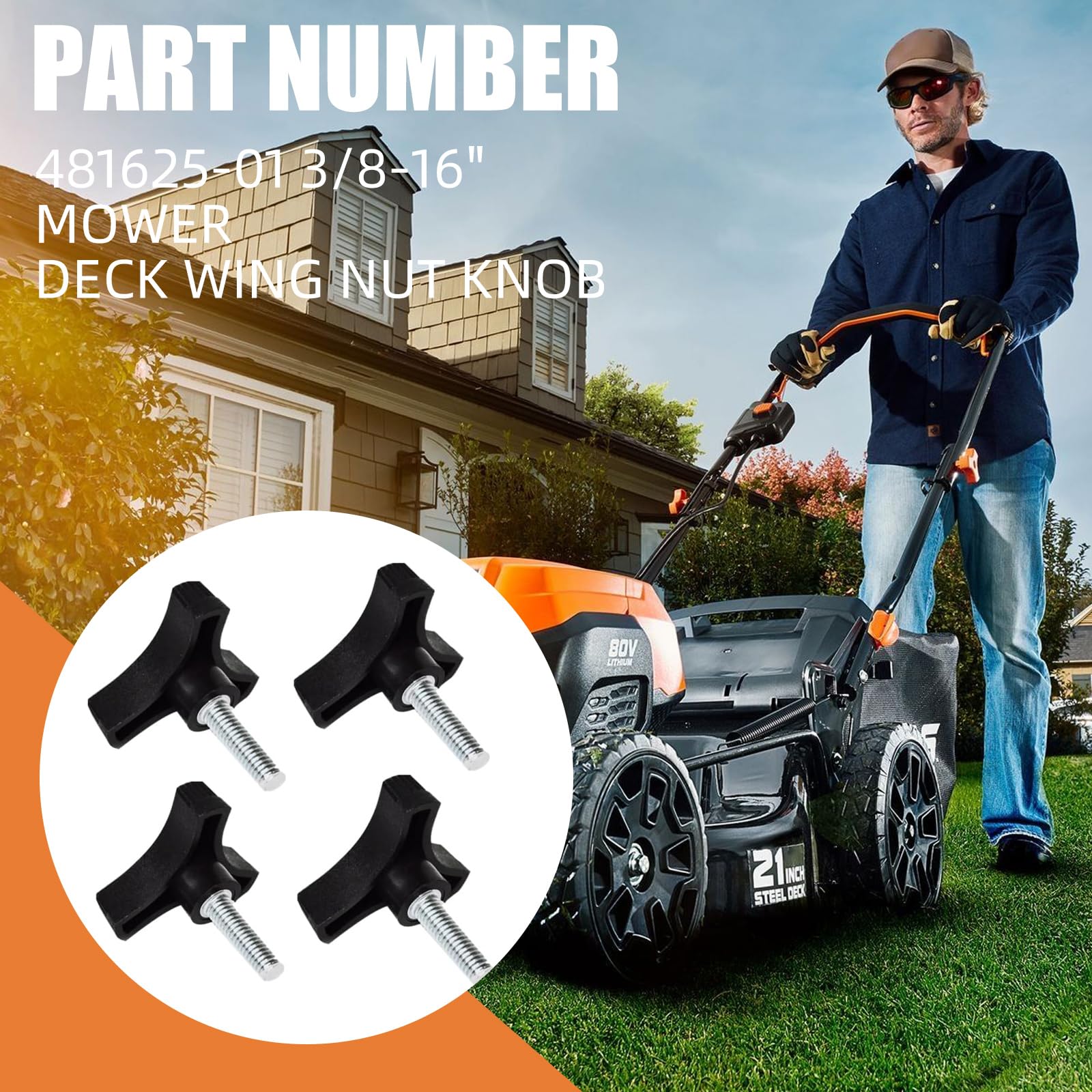 481625-01 Mower 4PK Deck Wing Nut Knob 3/8-16, Fits Scag, Grass Catcher, Cheetah and Turf Tiger STCII-48V-22FS STT-28CAT-SS STT52-22CH Mower Deck Wing Nut Knob