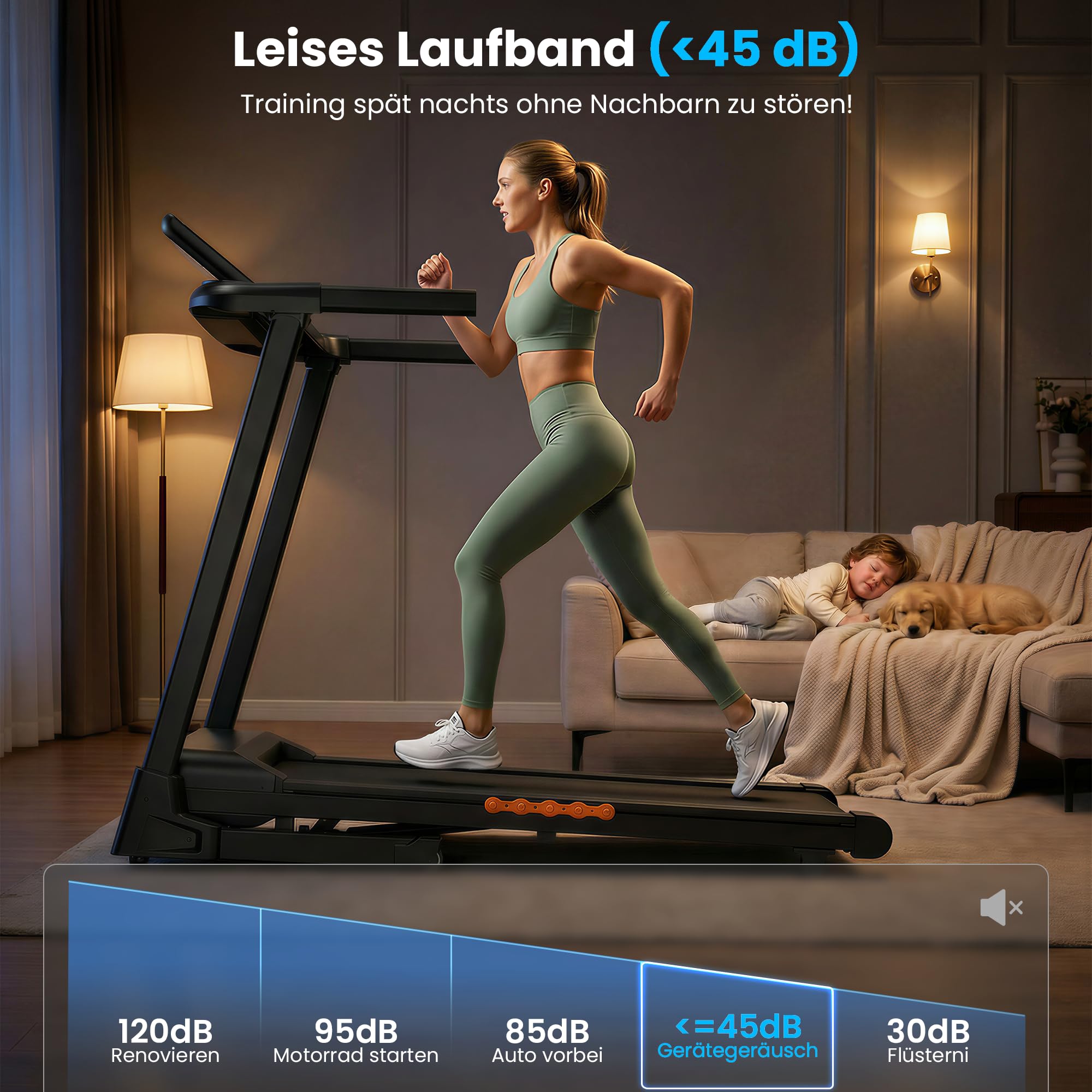 Laufband Klappbar mit 15% Auto-Steigung für intensives Workout