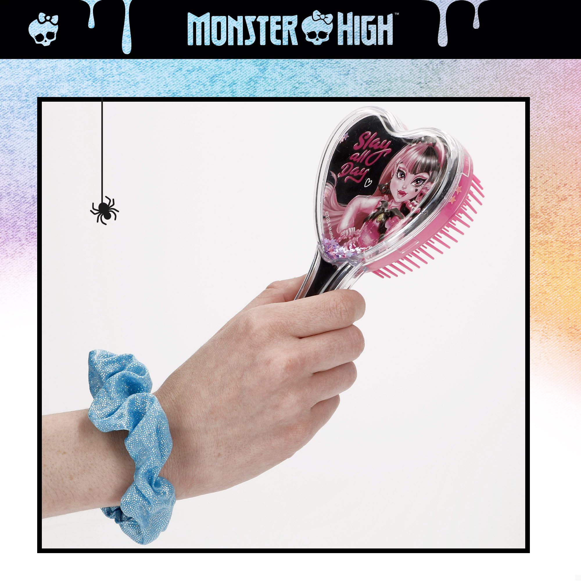 ColorBaby Monster High Beauty Set, Pędzel, Tatuaże, Sztuczne Paznokcie, Spinki do włosów i gumki, Kolorowe kredki do włosów, kolczyki samoprzylepne, błyszczyk i balsam do ust, makijaż dla dzieci, 3