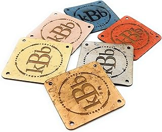 Unique cork leather labels, personalized leather labels, custom clothing labels made from vegan eco friendly sustainable cork leather, 25 pc