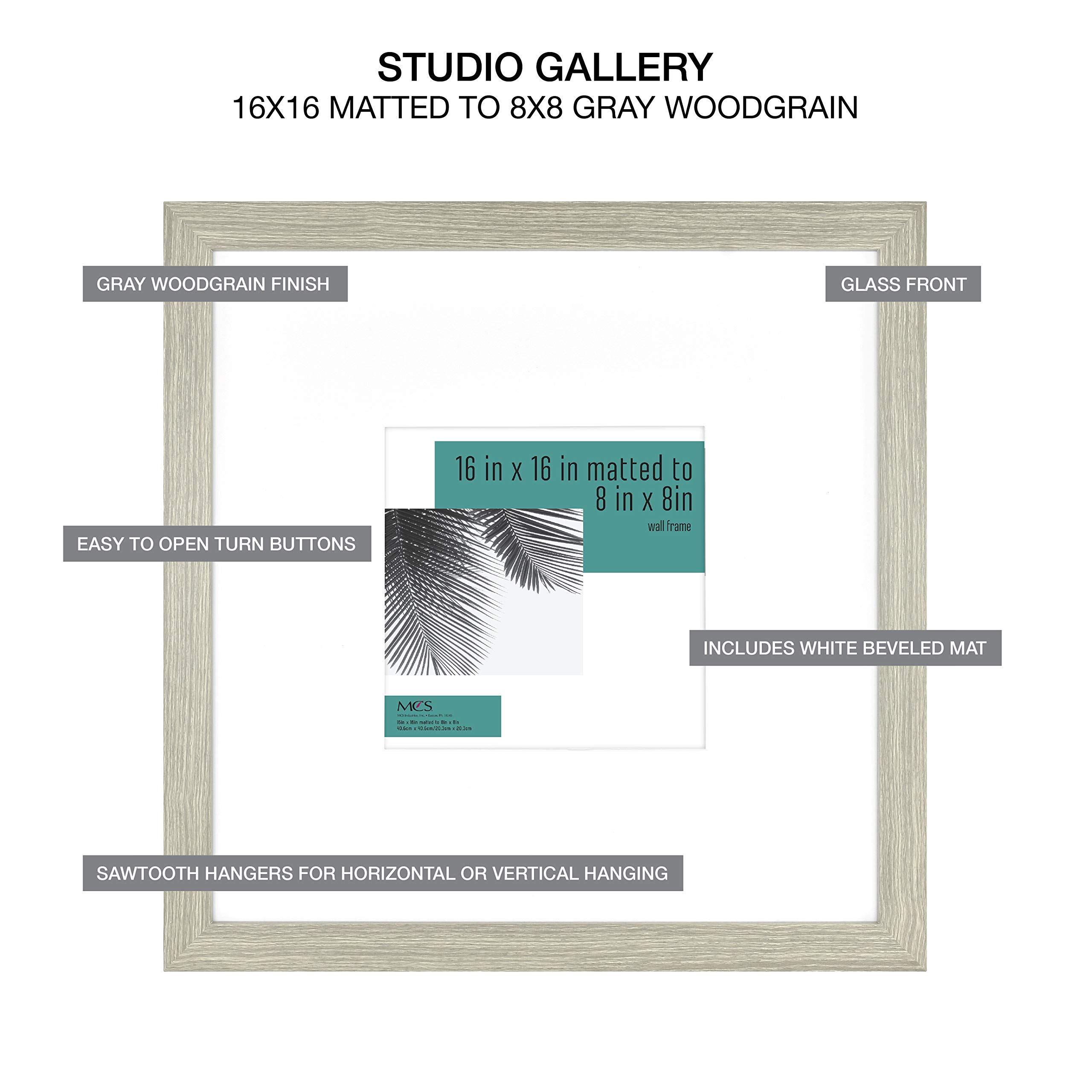 MCS 40 x 40 cm Studio Galeria Rama 20 x 20 cm 2-pak, szary Woodgrain, 40 x 40 cm matowana do 20 x 20 cm