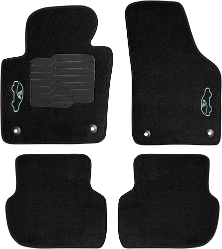 ecoMats - Tapetes para piso de Volkswagen Jetta 2011 a 2018 con almohadilla antideslizante en el talón y cerraduras de seguridad, fila delantera y