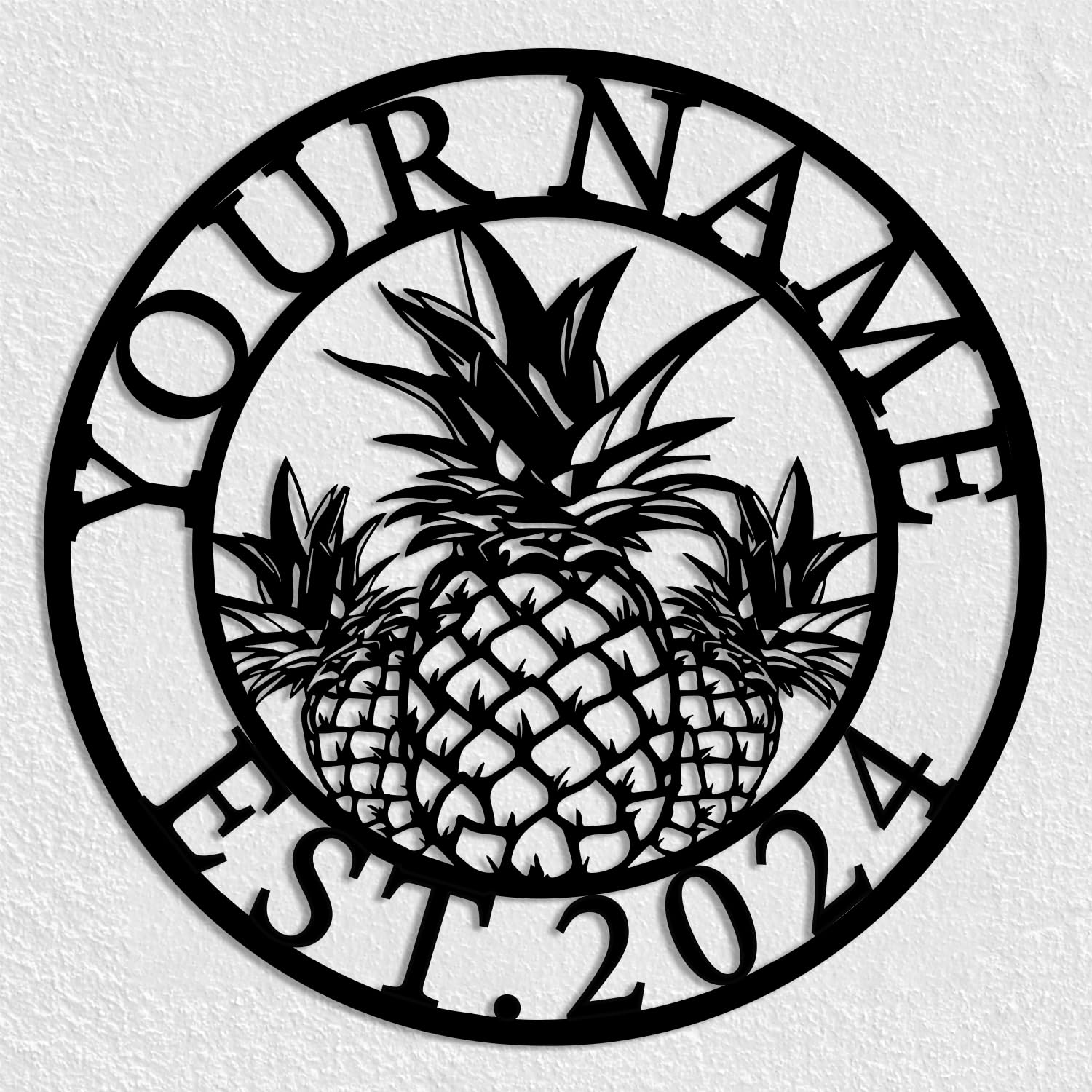 Personalized Pineapple Metal Sign,Custom Pineapple Decor, Monogram Sign, Beach Sign,Mothers Day (Style A)