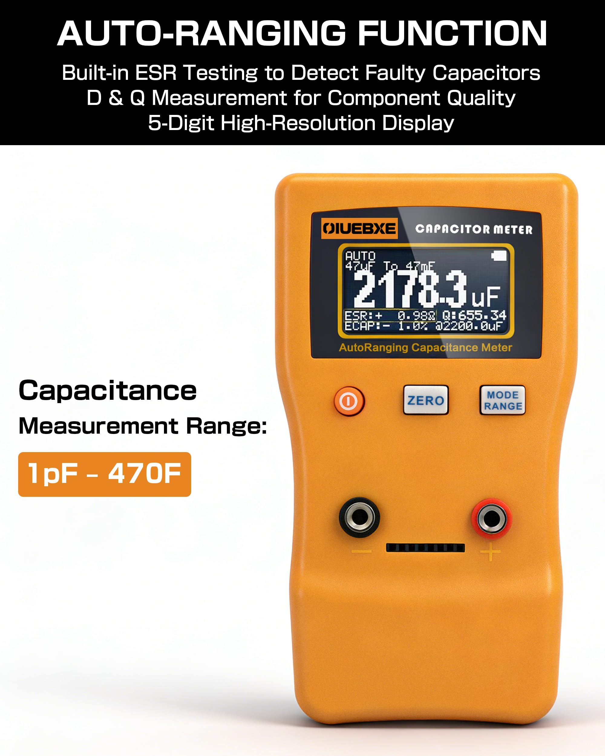 CapMaster 470F Capacitor Tester, 0.01pF–470F Wide-Range Capacitance Meter — Amazon image 2