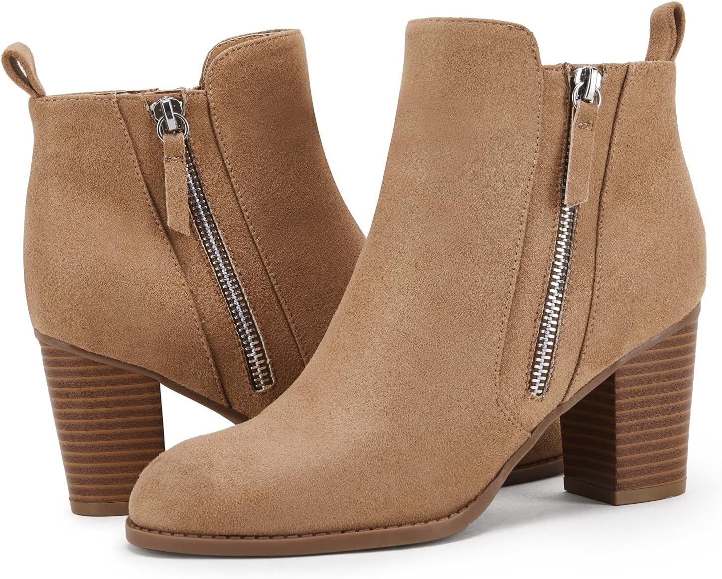 Rilista Ankle Boots for Women Chunky Block Heel Side Zipper Pointd Toe Suede Fall Winter Bootie Shoes - Image 3