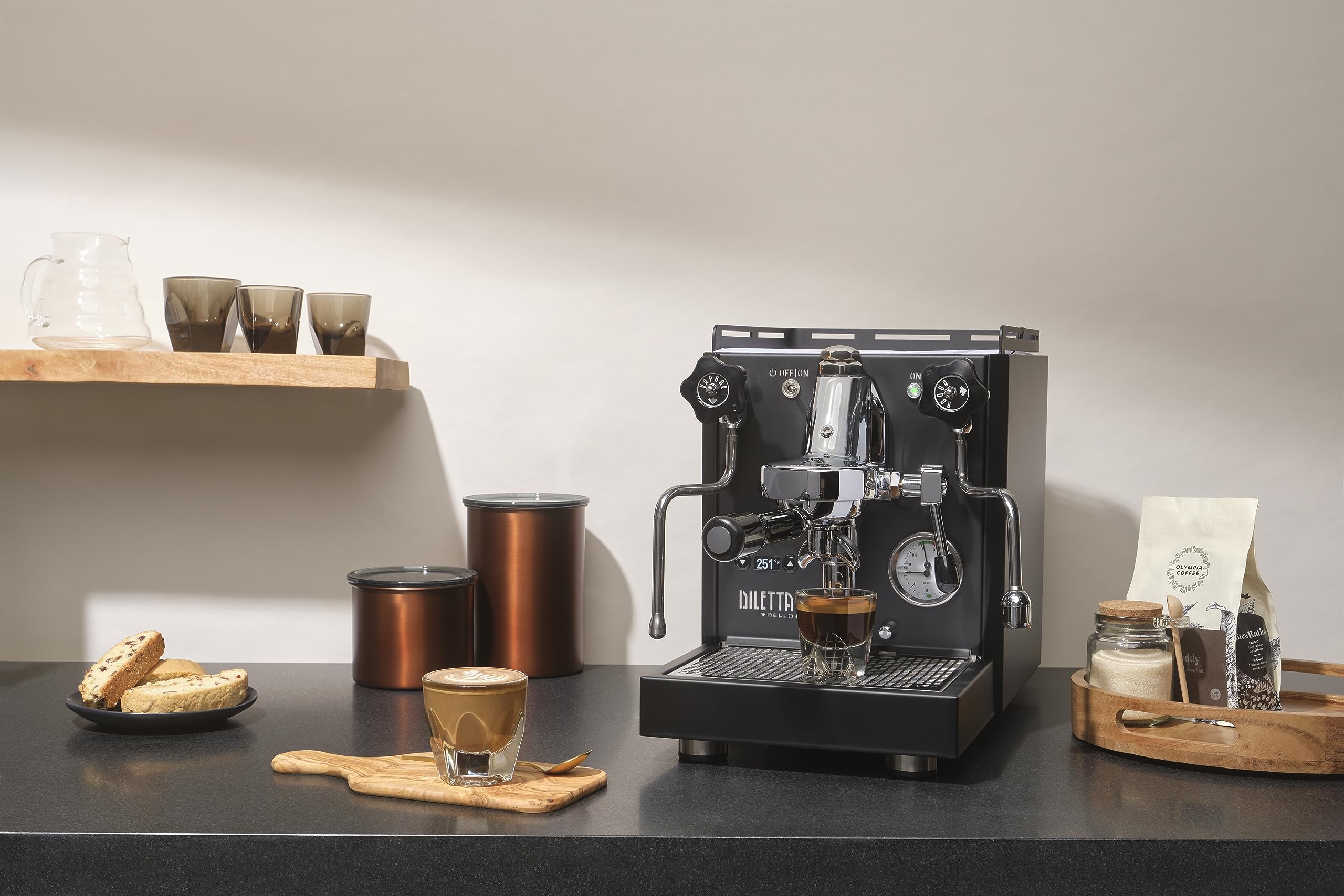 Diletta Bello+ Espresso Machine | E61 | PID Temperature Control | Shot Timer | Programmable Preinfusion | Handmade In Italy (Black) view 7