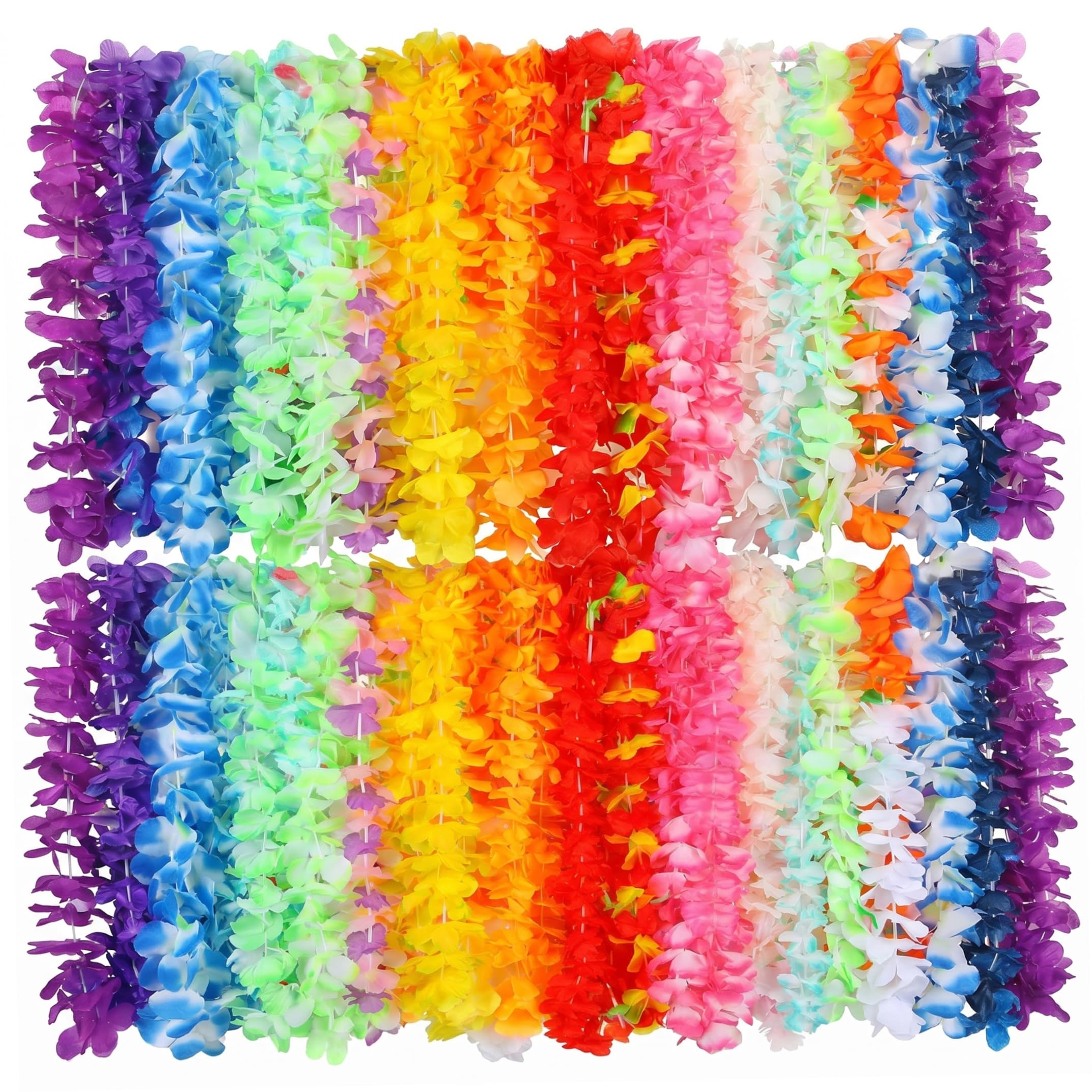 Vervevum 12 PCS Hawaiian Leis Bulk, Colorful Flower Lei for Luau Party, Summer Beach Party Favors, Hawaii Theme Birthday Decor, Hawaiian Lays