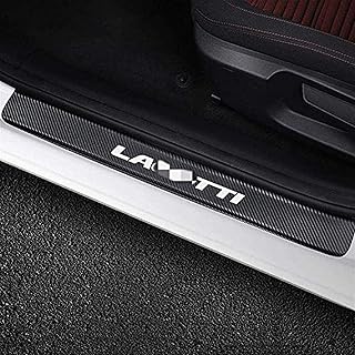 HZHAOWEI, dla 4 szt. Odsłonięta osłona samochodu płyta chroniąca przed kopnięciem , dla Chevrolet Lacetti próg drzwi   osłona przed zarysowaniem pedał, naklejka z włókna  tapicerka A