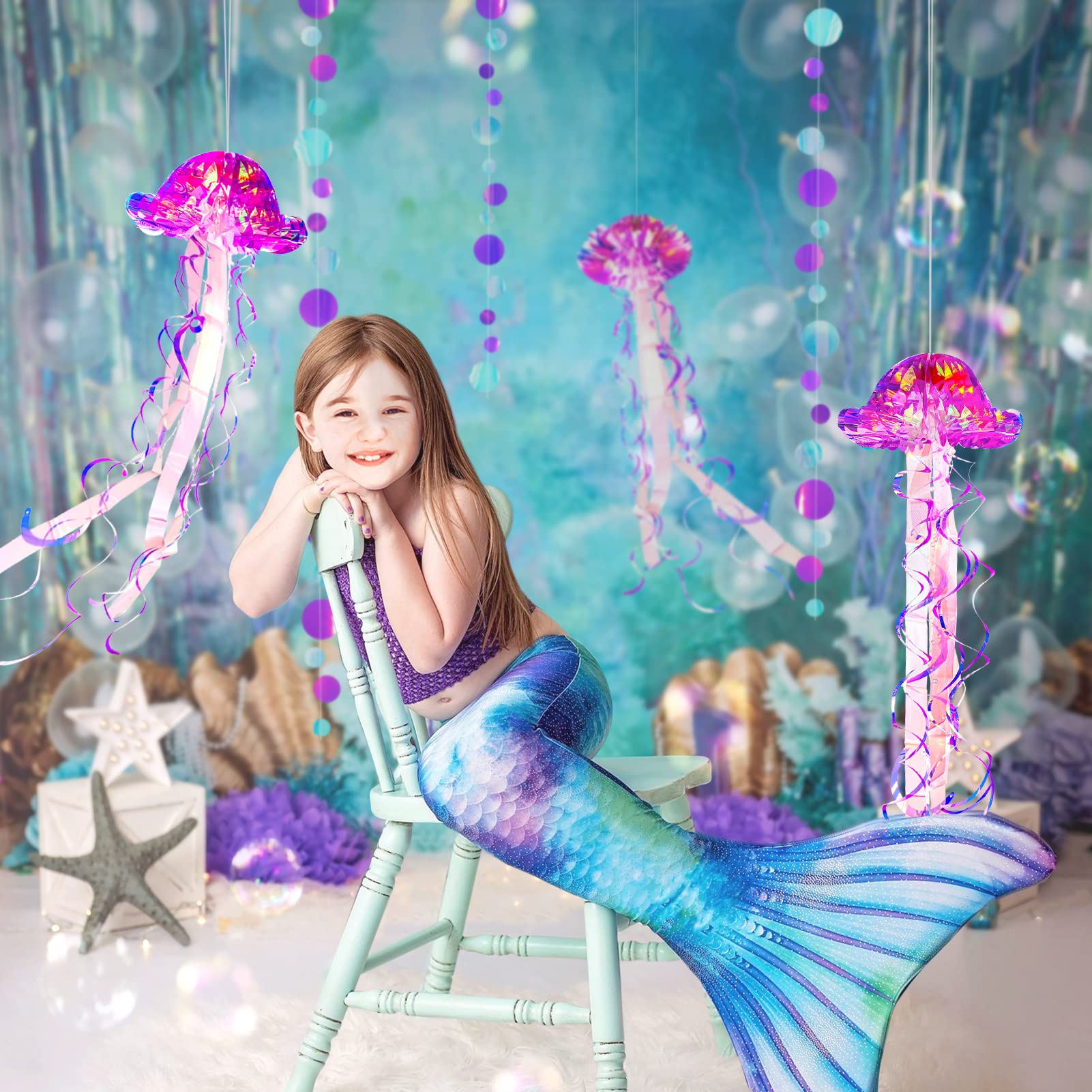 Cheerland Purple Jellyfish Decor Under The Sea Party Decoration Little Mermaid Theme Birthday Decorations Ocean Theme Décor Hanging Jelly Fish Lanterns Bridal Baby Shower Wedding Party Supply