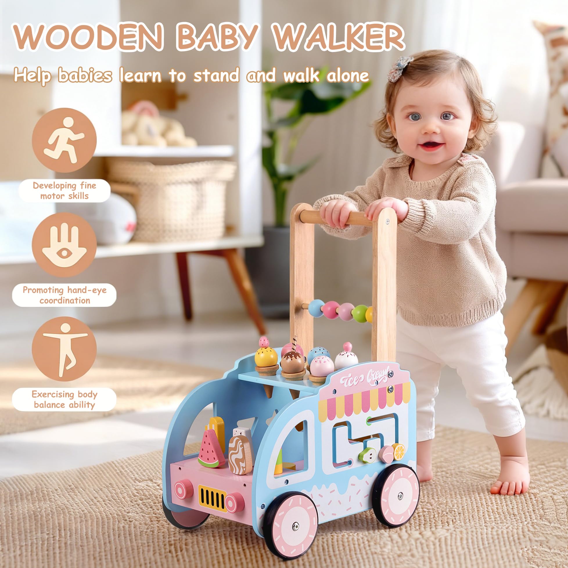 Embosomitr Wooden Baby Walker for Babies 6-12 Month - Image 2