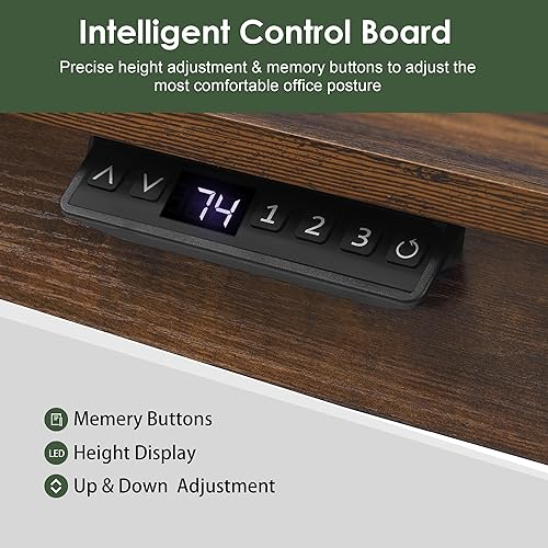 Miniatura 5 de Escritorio eléctrico de pie con cajón, escritorio de altura ajustable de 48 x 24 pulgadas con carga inalámbrica de 12 W, escritorio de madera de una