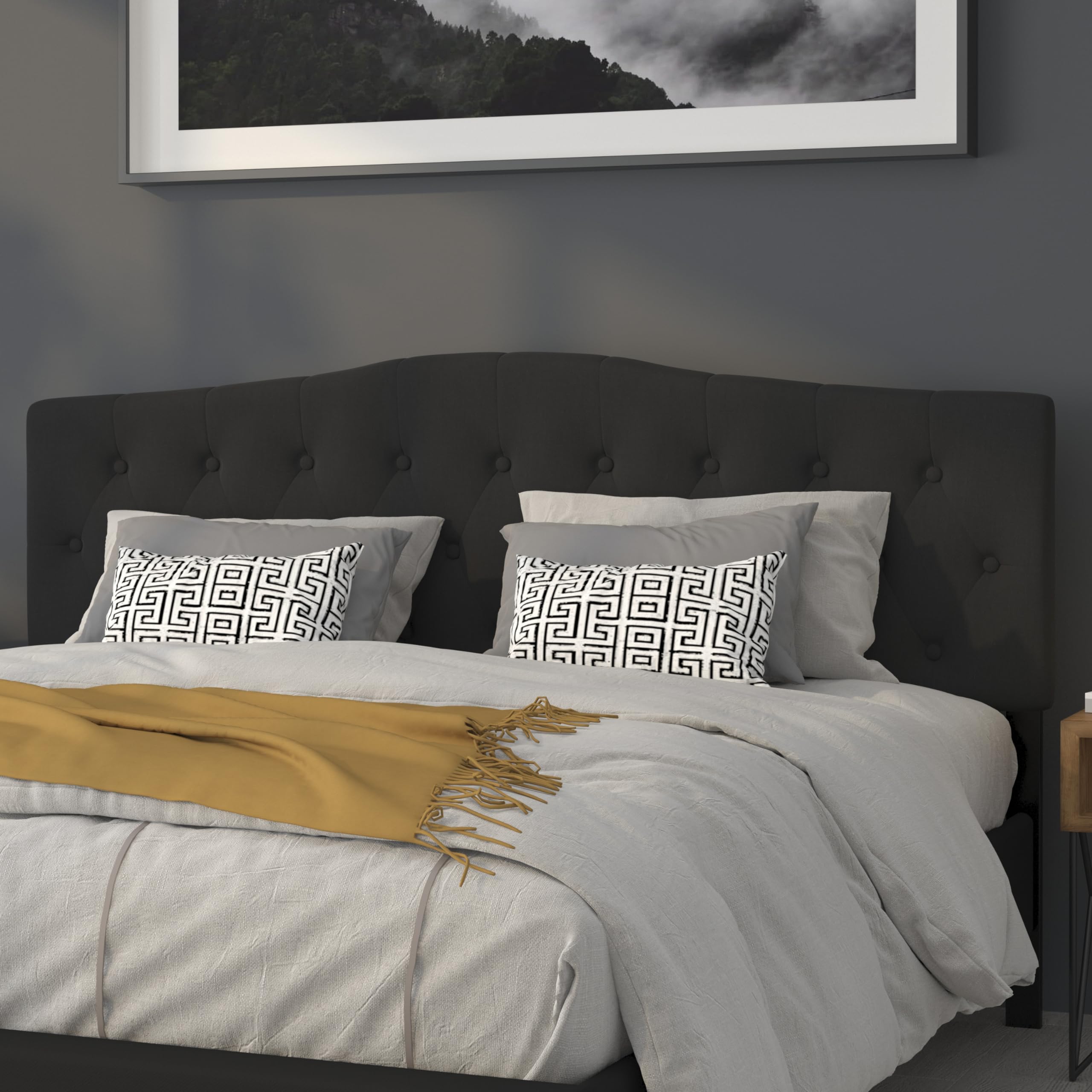 EMMA + OLIVER Black King Tufted Headboard