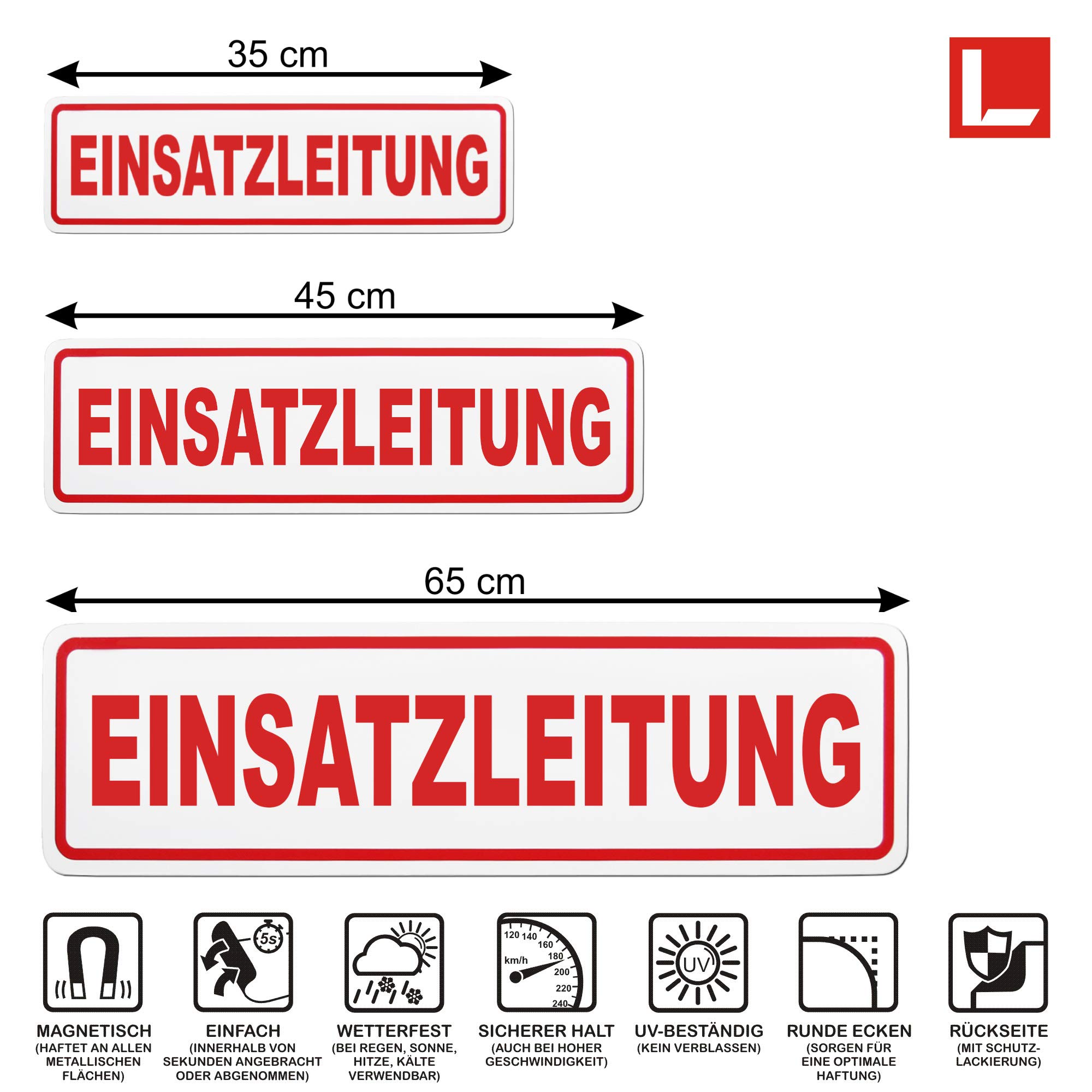 Magnetschild EINSATZLEITUNG | Schild magnetisch | mehrere Größen (65 x 19 cm)