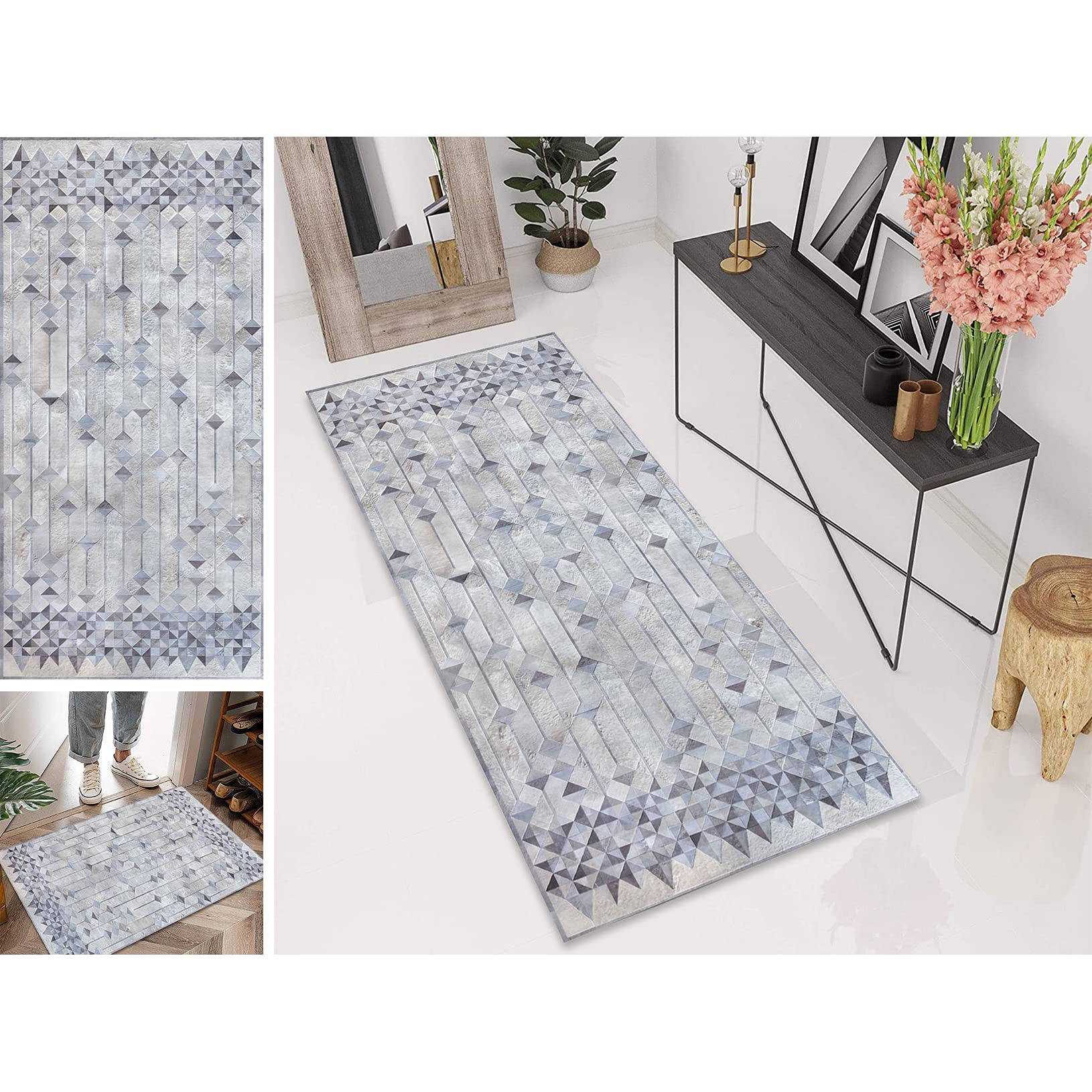 FANGJIE Runner Rug 80x430cm Home Use Non-slip Runner Hallway Carpet Custom Length, Size Customizable for Home Office Kitchen Mats Bedroom, B — image 1