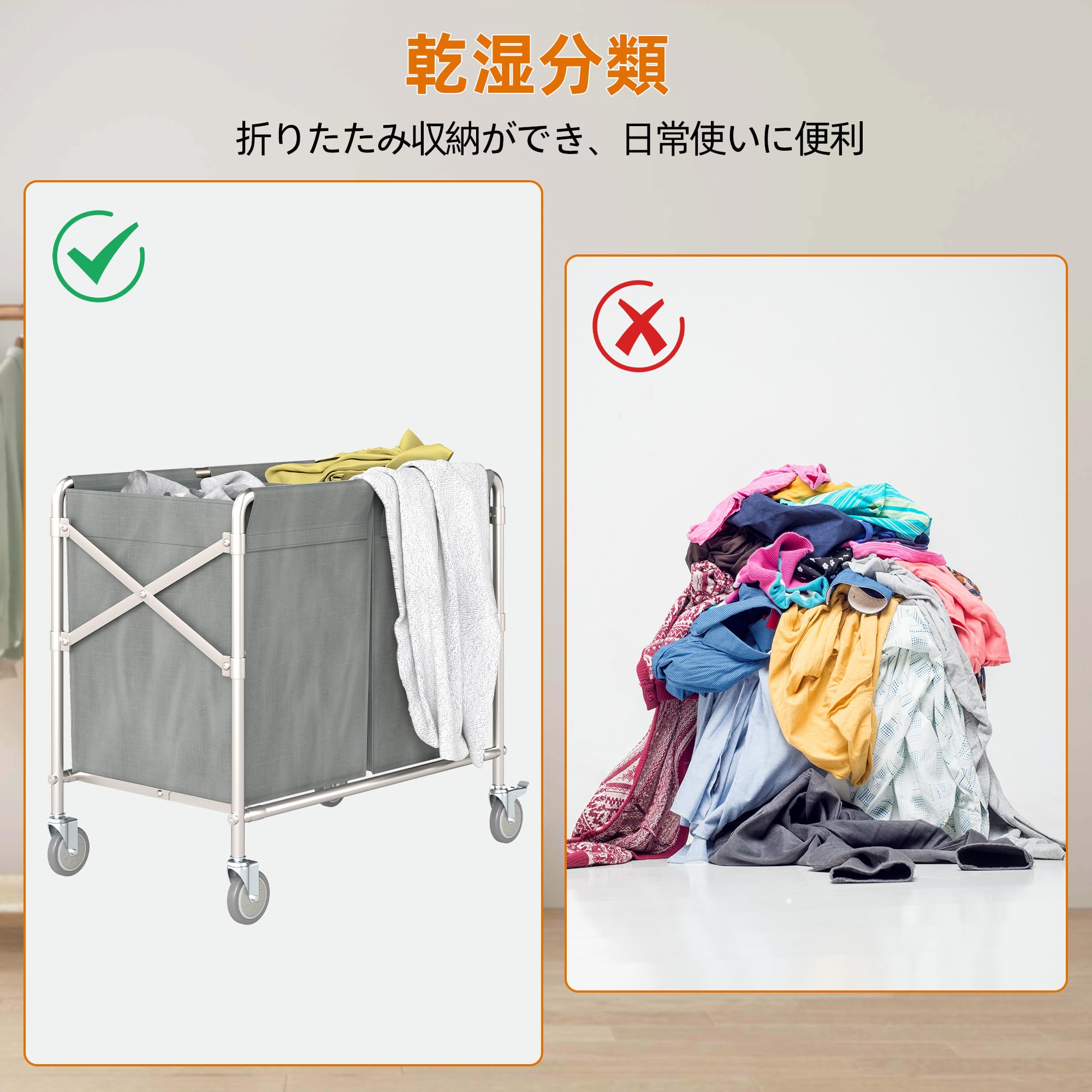 【耐荷重200kg】折りたたみ式 リネンカート 大容量 静音キャスター Amazon.co.jp: uyoyous リネンカート 業務用ダスト清掃カート