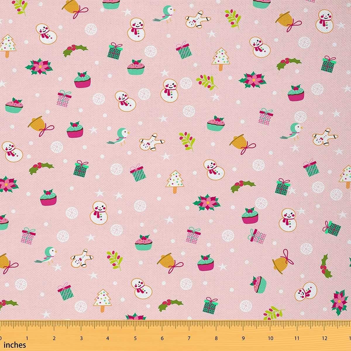 Merry Christmas Fabric by The Yard for Adult Kids Women Men Cute Snowman Reupholstery Fabric Decor Holiday Gift Upholstery Fabric for Chairs 10 Yards (L920*W150cm)