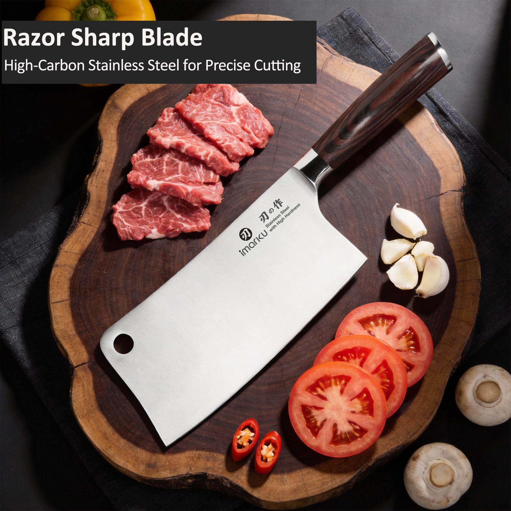 imarku Couteau Nakiri Couperet Chinois 18 cm Acier Inoxydable Professionnel