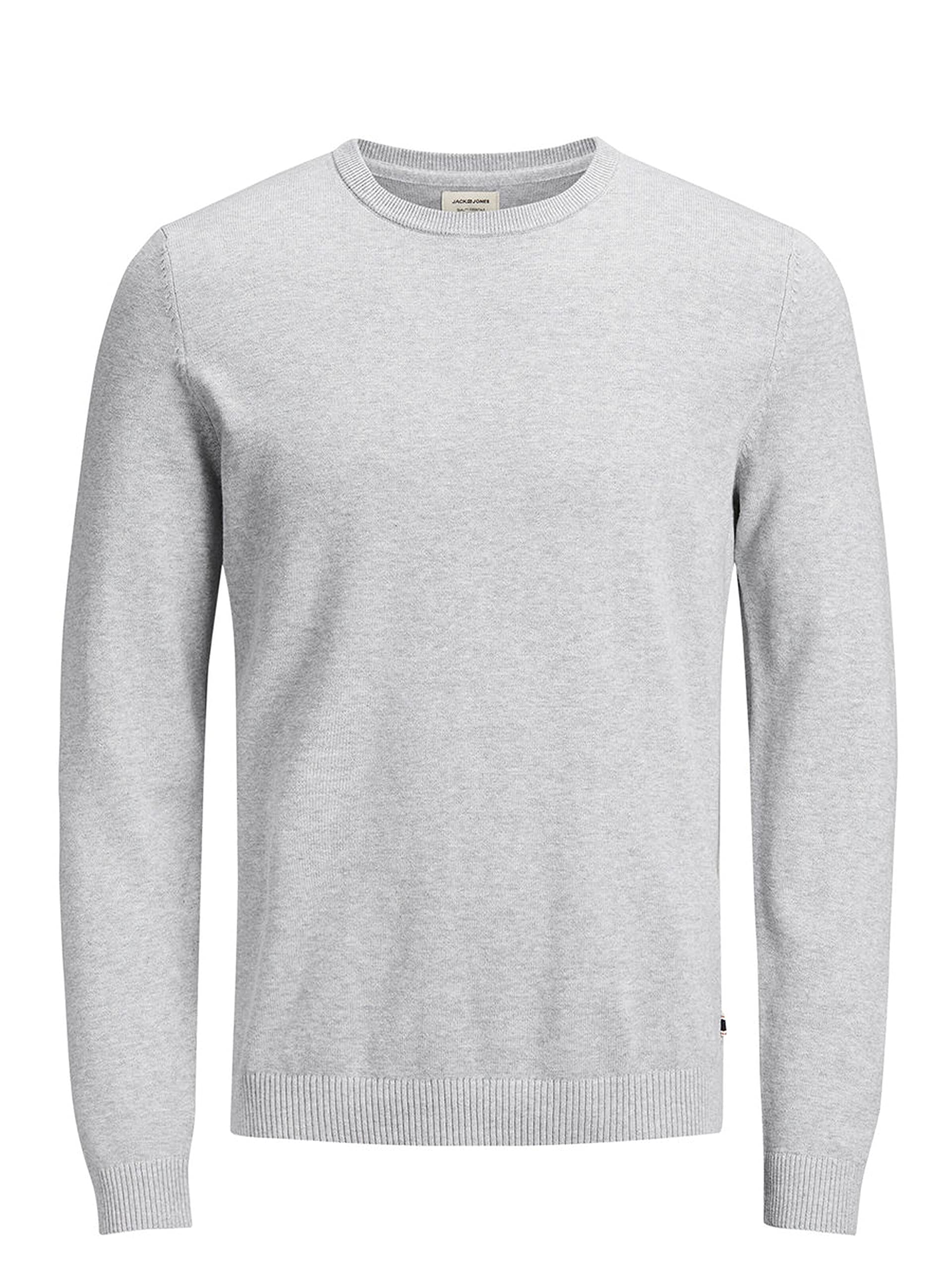 Jack & Jones Men's Grey (Light Grey Melange Light Grey Melange) Classic Knit Jumper, Light Grey Mix, Xxxl