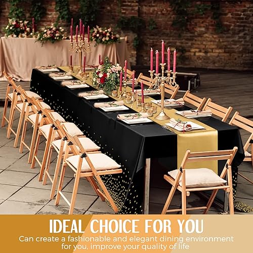 Vista 85 de Tudomro Juego de 16 manteles de plástico desechables y camino de mesa satinado de 54 x 108 pulgadas, manteles de 12 x 108 pulgadas, para Año Nuevo