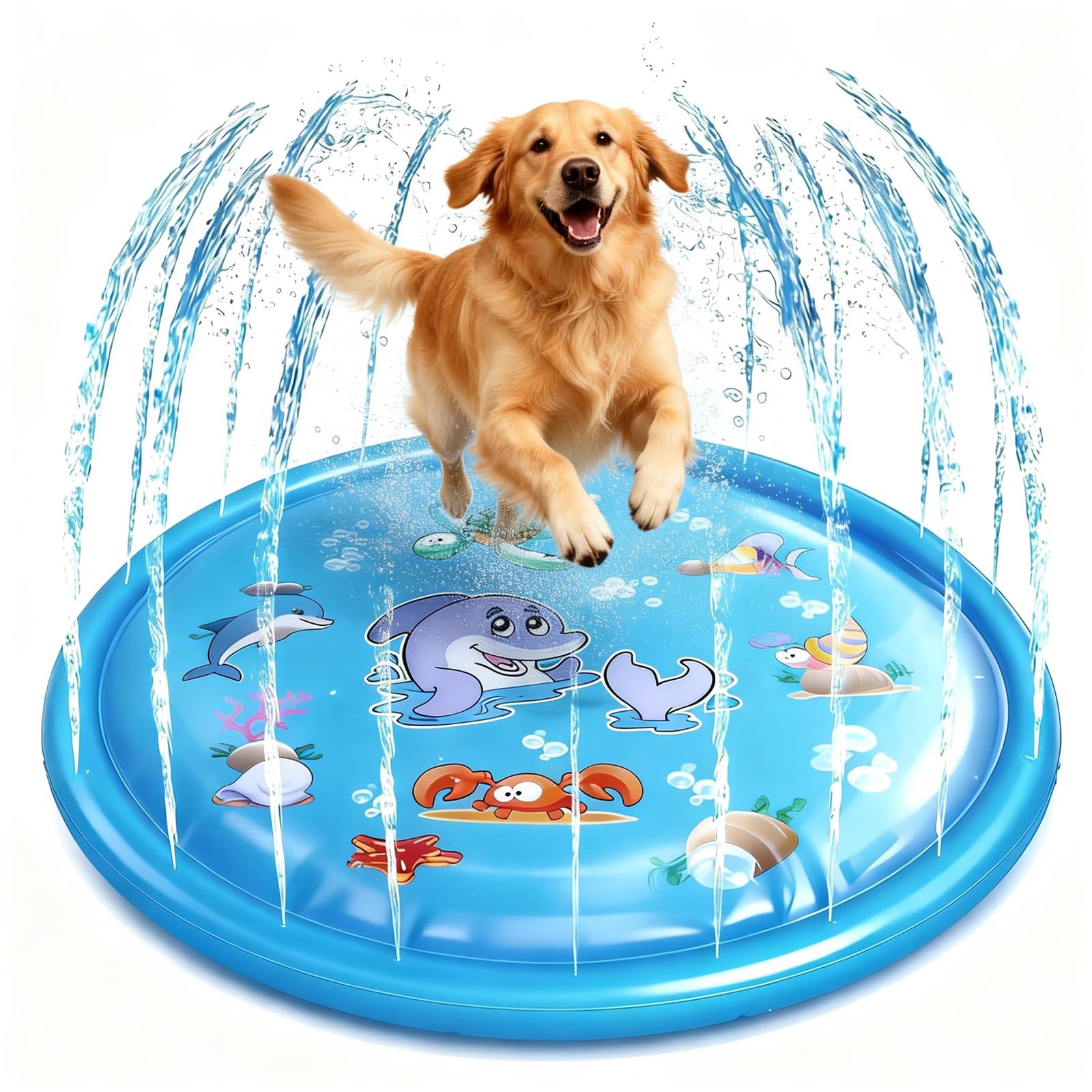 Hounyou 100cm Dog Paddling Pool, Large Foldable Dog Pool for Medium and Large Breeds, Durable Outdoor Splash Pool for Summer Garden Play