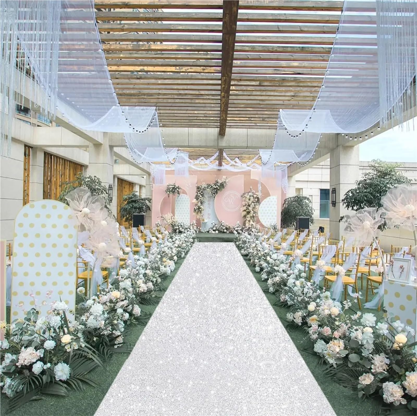 Tappeto Matrimonio Tappeto da passerella scintillante Matrimonio Natale Accessori for esterni Banchetto Corridoio(Silver,4M_1.2M)