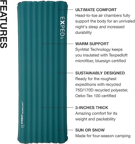 Miniatura 3 de Exped Dura 5R  Resistente a la abrasión  Aislamiento y cómodo  Almohadilla de dormir de -5 grados, ciprés, ancho medio