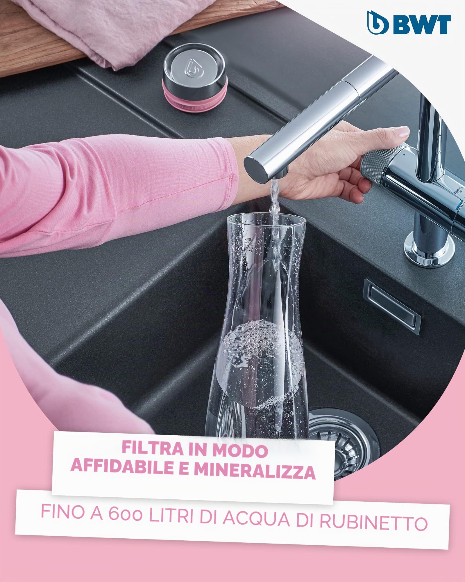 BWT Cartuccia filtrante AQA drink ZINC + MP200 | Filtro acqua potabile | riduce le sostanze nocive nell'acqua del rubinetto | con zinco + magnesio per l'acqua potabile | Filtra calce, cloro, piombo