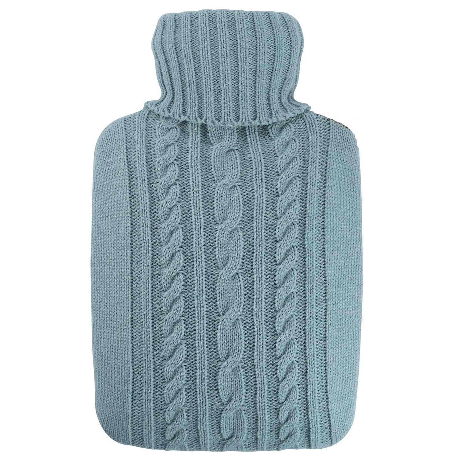 Hugo Frosch Classic Hot Water Bottle 1.8 L with Knitted Cover Pastel Blue