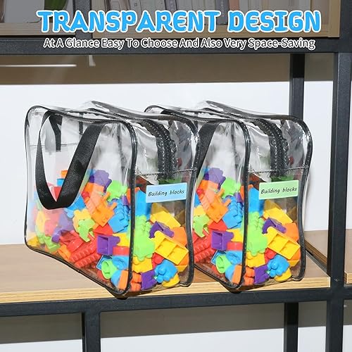 Miniatura 6 de 9 paquetes de bolsas de almacenamiento de juguetes de PVC transparente que incluyen 6 bolsas grandes y 3 medianas organizadoras de juguetes con