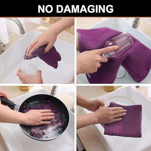 Miniatura 10 de Homaxy Toallas de cocina 100% algodón con tejido gofre, 13 x 28 pulgadas, súper absorbentes y lavables a máquina, para secar platos, paquete de 4,