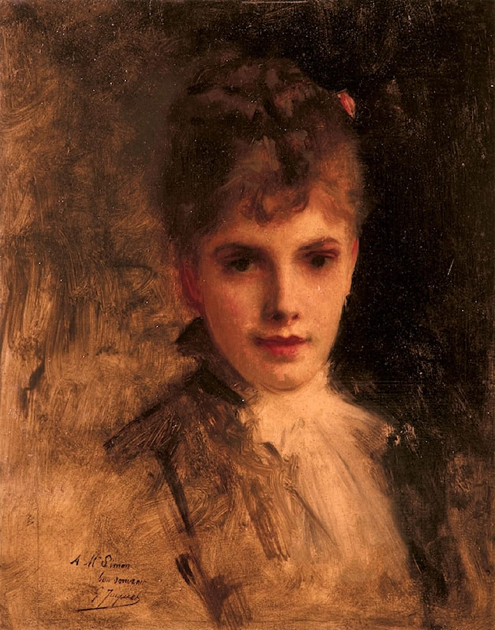 ARTXLXXBN Famous Painting Canvas Artwork Graffiti Print Portrait of a Young Woman by Gustave Jean Jacquet Portrait Canvas Image for Home Decor 60x90cm