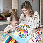 BNUZEIYI Arts et fournitures d'artisanat pour enfants 3-Layered Craft Box pour enfants avec nettoyeurs de tuyaux DIY Accueilécole Fournitures Matériel Jouets Cadeaux pour les enfants, filles & Garçons de 4 à 8 ans, de 8 à 12 ans, bleu