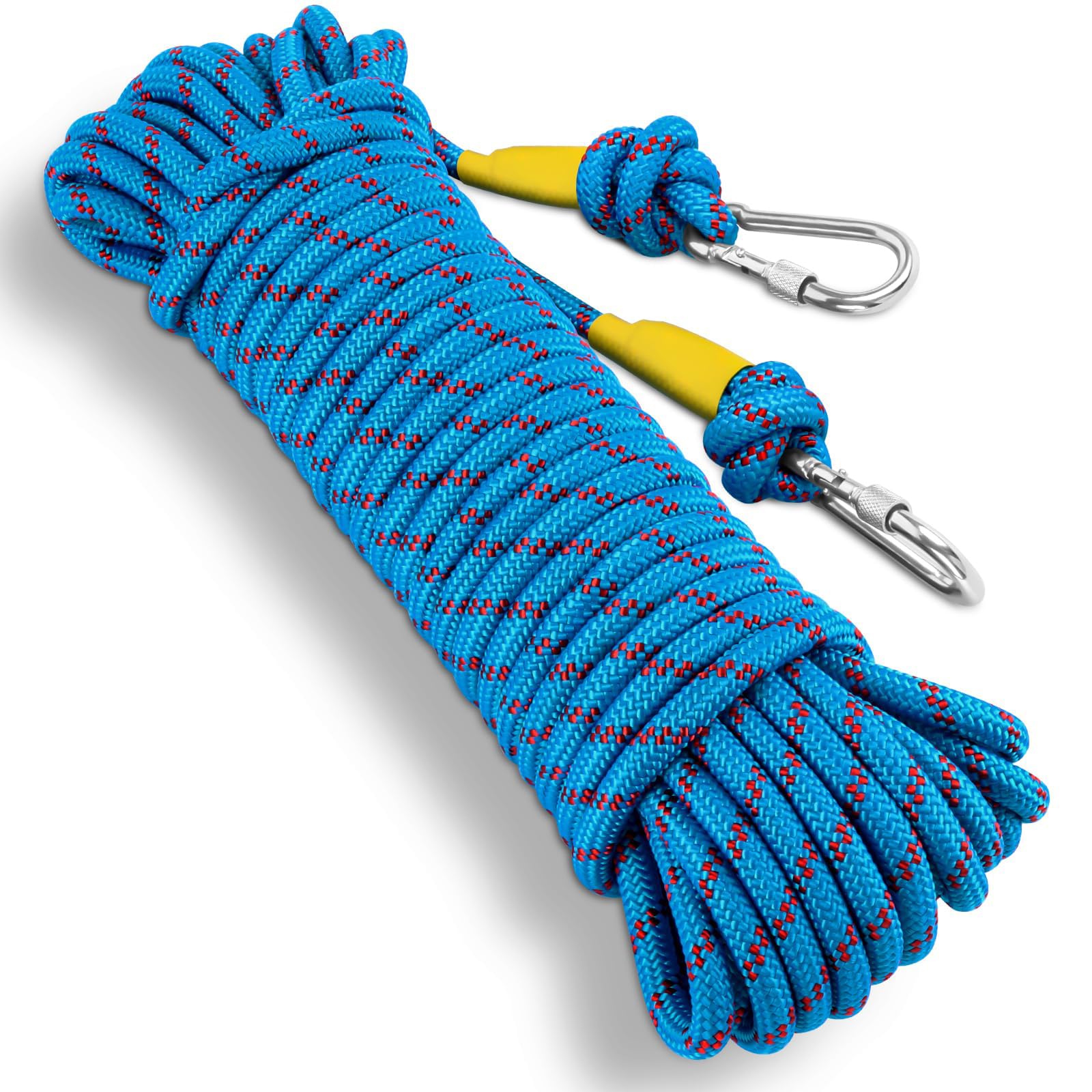 20M Heavy Duty Polyester Washing Line Rope with Hooks,10MM Steel Core Clotheslines with 2 Hooks,Multipurpose Strong Rope Laundry Line,Polyester Steel Core Clothesline for Outdoor Garden,Camping
