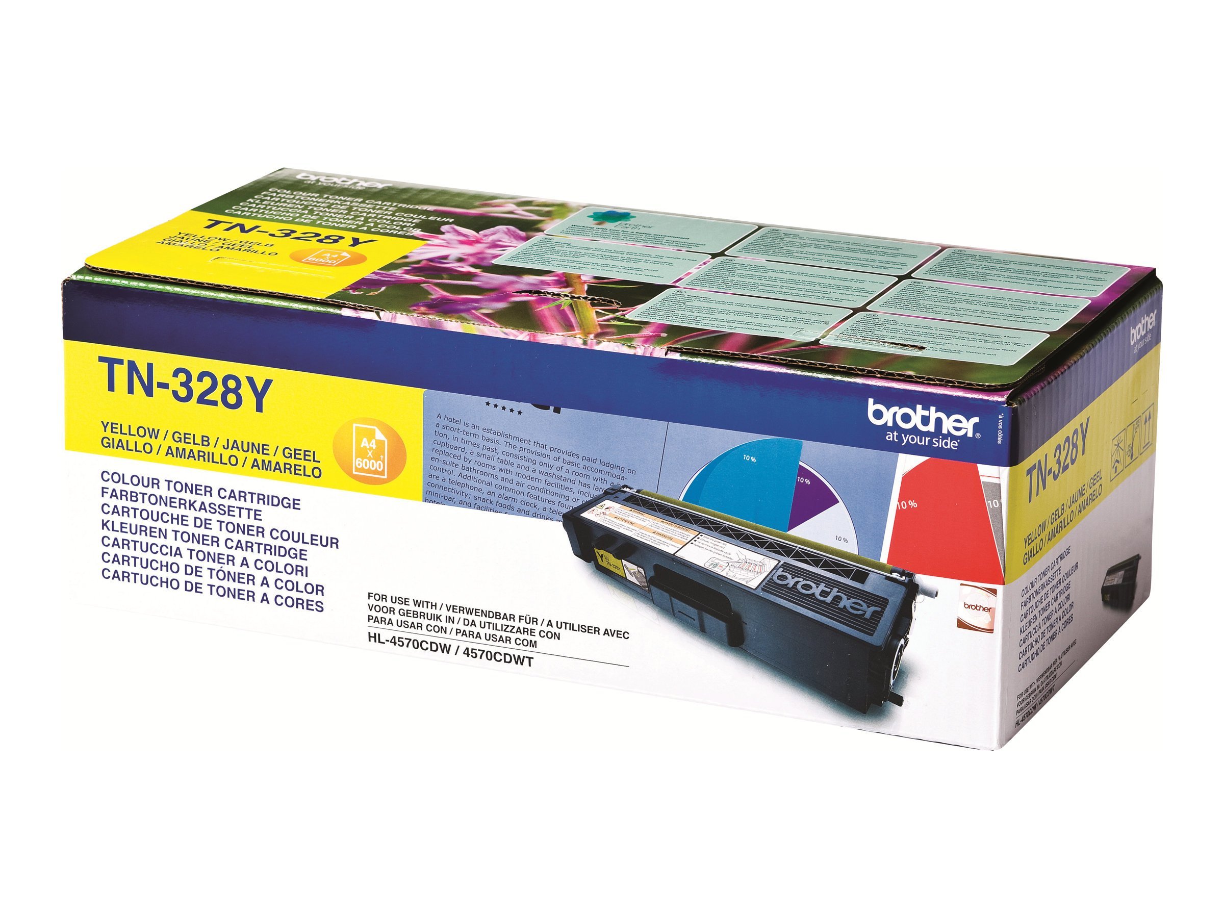 Brother TN328Y - żółty - oryginalny - wkład z tonerem - do HL-4570CDW, 4570CDWT kaseta z tonerem TN-328Y / żółty / ok. 6000 stron / do HL-4570CDW, -4570CDWT